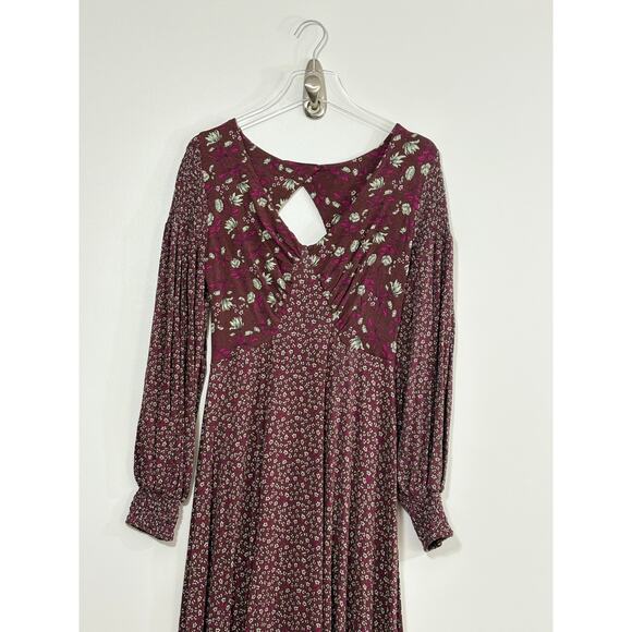 Free People Love  Story Maxi Dress in Rasin Combo Purple Size Medium NWT - Picture 4 of 12